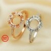 8MM Halo Round Prong Ring Settings,Flower Solid 925 Sterling Silver Rose Gold Plated Ring,Vintage Styles Ring,DIY Ring Bezel For Gemstone 1215062