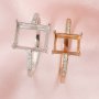 Keepsake Breast Milk Rectangle Prong Ring Settings Resin Solid 14K Gold Moissanite Accents DIY Ring Blank Band 1224113-1