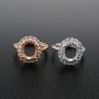 1Pcs 8x10MM Oval Bezel Pear Accents Halo Rose Gold Plated Solid 925 Sterling Silver Adjustable Prong Ring Settings Blank for Gemstone 1224036