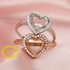 Keepsake Breast Milk Heart Halo Prong Ring Settings Resin Solid 14K Gold Moissanite Accents DIY Ring Blank Band 1294237-1