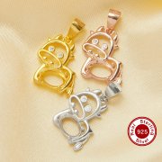 5x7MM Oval Prong Pendant Settings,Mama Cow Solid 925 Sterling Silver Rose Gold Plated Pendant Charm,DIY Pendant Supplies For Gemstone 1431249