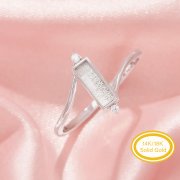 Keepsake Breast Milk Resin Hexagon Bezel Ring Settings,Bypass Shank Solid 14K 18K Gold Ring,Art Deco Ring,Solid Back Ring,DIY Ring Supplies 1295057