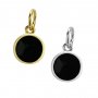 6MM Round Black Epoxy Charm,Solid 925 Sterling Silver Gold Plated Pendant Charm,DIY Charm Supplies 1431190