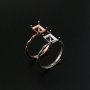 1Pcs 5x7MM Rectangle Prong Ring Settings Blank Rose Gold Plated Solid 925 Sterling Silver DIY Bezel Tray for Gemstone 1294201