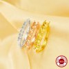 6 Stones Round Prongs Ring Settings,Solid 925 Sterling Silver Rose Gold Plated Ring,Family Ring,Adjustable Ring,DIY Ring Supplies For Gemstone 1215101
