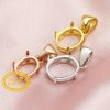 Oval Prong Pendant Settings for Flat Back Cabochon Solid 14K/18K Gold Bezel Simple Charm DIY Jewelry Supplies 1421105-1