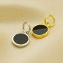 6MM Round Black Epoxy Charm,Solid 925 Sterling Silver Gold Plated Pendant Charm,DIY Charm Supplies 1431190