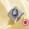8x10MM Nature Blue Kyanite Cabochon Ring,Vintage Styles Wide Band Ring ,Antiqued Silver Oval Gemstone Adjustable Ring 6220349