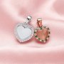 Keepsake Breast Milk Resin Halo Heart Pendant Bezel Settings,Solid Back 925 Sterling Silver Rose Gold Plated Birthstone Pendant Charm,DIY Pendant Supplies 1431250