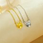 Keepsake Breast Milk Resin Ball Round Pin Pendant Necklace Settings for 8-9MM Half Drilled Pearl Bead,Cat Art Deco Solid 925 Sterling Silver Gold Plated Chain Necklace 16''+2'' 1431498
