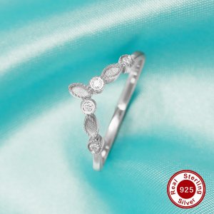 Keepsake Breast Milk Resin 2x4MM Marquise Bezel Birthstone Stacker Ring Settings,Curve Solid 925 Sterling Silver Ring,Stackable Ring,DIY Ring Supplies 1294849