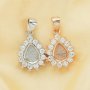 6x8MM Keepsake Breast Milk Resin Pear Pendant Bezel Settings,Flower Solid 925 Sterling Silver Rose Gold Plated Charm,DIY Pendant Supplies 1421214