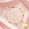 Six Stones 4MM Keepsake Breast Milk Resin Round Bezel Bracelet Settings,Solid Back Solid 14K 18K Gold Bracelet,DIY Bracelet Supplies 6.5''+2'' 1900344
