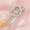 6MM Halo Heart Prong Ring Setttings Love Memory Jewelry Solid 14K 18K Gold DIY Ring Blank Wedding Band with Moissanite 1294366-1