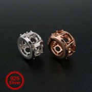1Pcs 4MM Round Prong Pendant Settings 6 Stones Rose Gold Plated Solid 925 Sterling Silver Charm Bezel Tray DIY Supplies 1411263