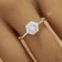 Dainty Hexagon Ring With 4MM Round White Cubic Zirconia,Solid 925 Sterling Silver Ring,Elegant Pave CZ Stone Adjustable Ring 6210338