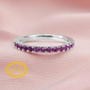 2MM Dainty Color Birthstone Eternity Ring Wedding Engagement Full Band Stackable Ring Diamond Emerald Sapphire Peridot Opal Solid 14K Gold 1294272