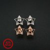 1Pair Oval Studs Earrings Settings Star Rose Gold Plated Solid 925 Sterling Silver Bezel DIY Supplies for Gemstone Jewelry 1706056