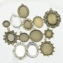 20Pcs Assortment Oval Round Antiqued Bronze Pendant Settings Charm Bezel for Resin DIY Jewelry Supplies 1421181