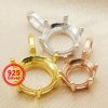 1Pcs 6-8MM Simple Round Prong Bezel Rose Gold Plated Solid 925 Sterling Silver Pendant Blank Settings for Moissanite Gemstone 1411249