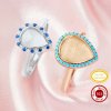 Solid 14K Gold Keepsake Color Birthstones Halo Pear Ring Bezel Settings,DIY Rings for Breast Milk Making 1294700