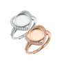 Keepsake Breast Milk Resin Ring Settings Round Solid Back 925 Sterling Silver Rose Gold Plated 8MM Halo Heart CZ Stone Ring Bezel 1210093