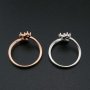 1Pcs 3MM Round 3 Stones Flower Leaf Rose Gold Plated Solid 925 Sterling Silver Adjustable Prong Ring Settings Blank for Gemstone 1210070