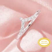 Curved Moissanite Stackable Ring,Solid 14K 18K Gold Ring,Elegant Pave Moissanite Stacker Ring,Stackable Ring,DIY Ring Supplies 1294991