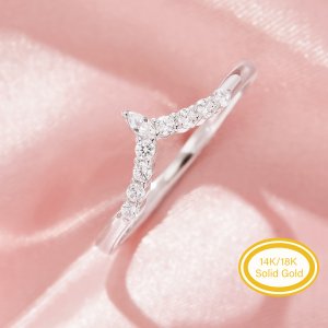 Curved Moissanite Stackable Ring,Solid 14K 18K Gold Ring,Elegant Pave Moissanite Stacker Ring,Stackable Ring,DIY Ring Supplies 1294991