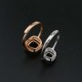 1Pcs 5-8MM Cushion Square Prong Ring Settings Blank Adjustable Halo Rose Gold Plated Solid 925 Sterling Silver DIY Bezel for Gemstone 1294189