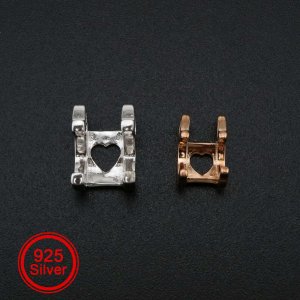 1Pcs 6.5-9MM Round Prong Pendant Settings Rose Gold Plated Solid 925 Sterling Silver Charm Bezel Tray for Gemstone DIY Supplies 1431056