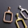 1Pcs Multiple Size Solid 925 Sterling Silver Rose Gold Rectangle 4 Prongs Luxury Gemstone Prong Bezel Settings DIY Pendant 1431043