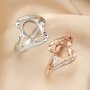 Oval Prong Ring Blank Settings Bypass Art Deco Bezel Solid 925 Sterling Silver Rose Gold Plated Adjustable Ring Band for Gemstone 1224107