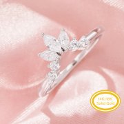 Curved Moissanite Stackable Ring,Solid 14K 18K Gold Ring,Elegant Stacker Ring,Stackable Ring,DIY Ring Supplies 1294996