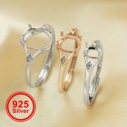 Oval Prong Ring Settings,Split Shank Solid 925 Sterling Silver Rose Gold Plated Ring,Art Deco Memory Jewelry,DIY Ring Supplies 1224162