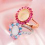 Solid 14K Gold Keepsake Color Birthstones Halo Oval Ring Bezel Settings,DIY Rings for Breast Milk Making 1224197