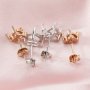 14K Solid Gold Heart Prongs Studs Earrings Settings for Faceted Gemstone DIY Supplies Findings 1706045-1