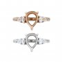 7x9MM Pear Prong Ring Blank Settings Three Stones Bezel Solid 925 Sterling Silver Rose Gold Plated Adjustable Ring Band for Gemstone 1294313