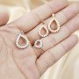 1Pcs Rose Gold Silver Tear Pear Drop Shape Prong Bezel Settings For Cz Stone Solid 925 Sterling Silver DIY Pendant Charm Tray 1431031