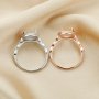 8MM Round Prong Ring Settings,Solid 925 Sterling Silver Rose Gold Plated Ring,Art Deco Bezel Ring Band,DIY Ring Supplies 1215035