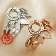 Keepsake Breast Milk Resin Round Ring Settings Stackable 6MM Main Stone Solid 925 Sterling Silver Rose Gold Plated DIY Ring Bezel 1294341