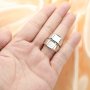 9MM Square Bezel Ring Settings Solid Back Breast Milk Resin 925 Sterling Silver DIY Men's Adjustable Ring 1294222