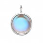 Simulated Glass Moonstone Charm,Round/Heart/Oval Solid 925 Sterling Silver Gold Plated Pendant Charm,DIY Pendant Charm Supplies 1431201