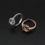 1Pcs 6-8MM Flower Round Prong Bezel Rose Gold Plated Solid 925 Sterling Silver Adjustable Ring Settings for Moissanite Gemstone DIY Supplies 1210051