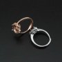 1Pcs 6-8MM Flower Round Prong Bezel Rose Gold Plated Solid 925 Sterling Silver Adjustable Ring Settings for Moissanite Gemstone DIY Supplies 1210051