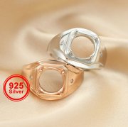 10MM Round Prong Ring Blank Settings Men's Bezel Solid 925 Sterling Silver Rose Gold Plated Adjustable Ring Band for Gemstone 1294315