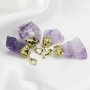 5pcs Nature Raw Amethyst Rock Pendant Charm Stone with Light Gold Plated Bail DIY Jewelry Supplies 1800525