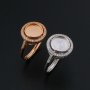 Keepsake Breast Milk Resin Ring Settings Round Solid Back 925 Sterling Silver Rose Gold Plated 8MM Halo CZ Stone Ring Bezel 1210092