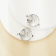 14MM Round Stainless Steel Pendant Settings With Two Loops,Minimalist Silver Pendant Charm Connector,DIY Pendant Blank Supplies 1431543