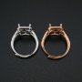 8MM Square Prong Ring Settings Solid 925 Sterling Silver Rose Gold Plated DIY Adjustable Ring Bezel for Gemstone 1294214